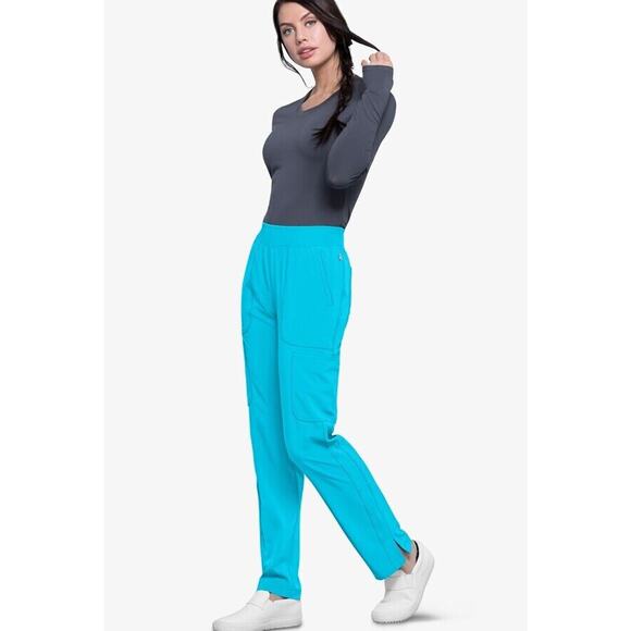Cherokee Infinity RIB-KNIT DRAWSTRING WAIST SCRUB PANT | Turquoise TRQ - Large - Picture 2 of 4